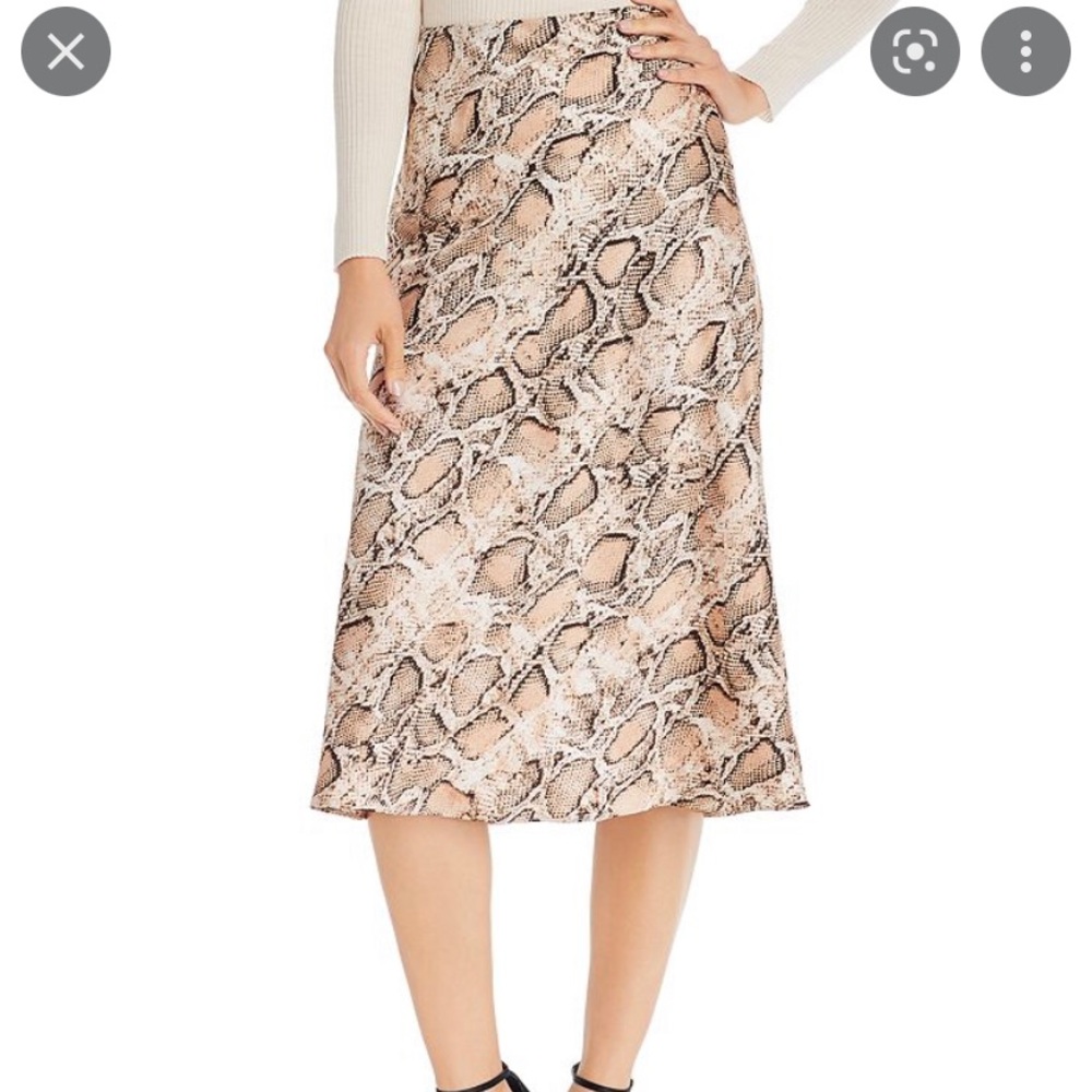 Aqua Satin Midi Snake Print Slip Skirt Size S